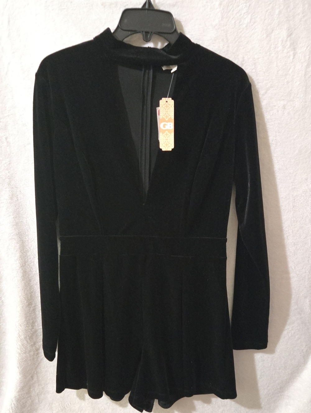 Velvet Long-Sleeve Black Romper